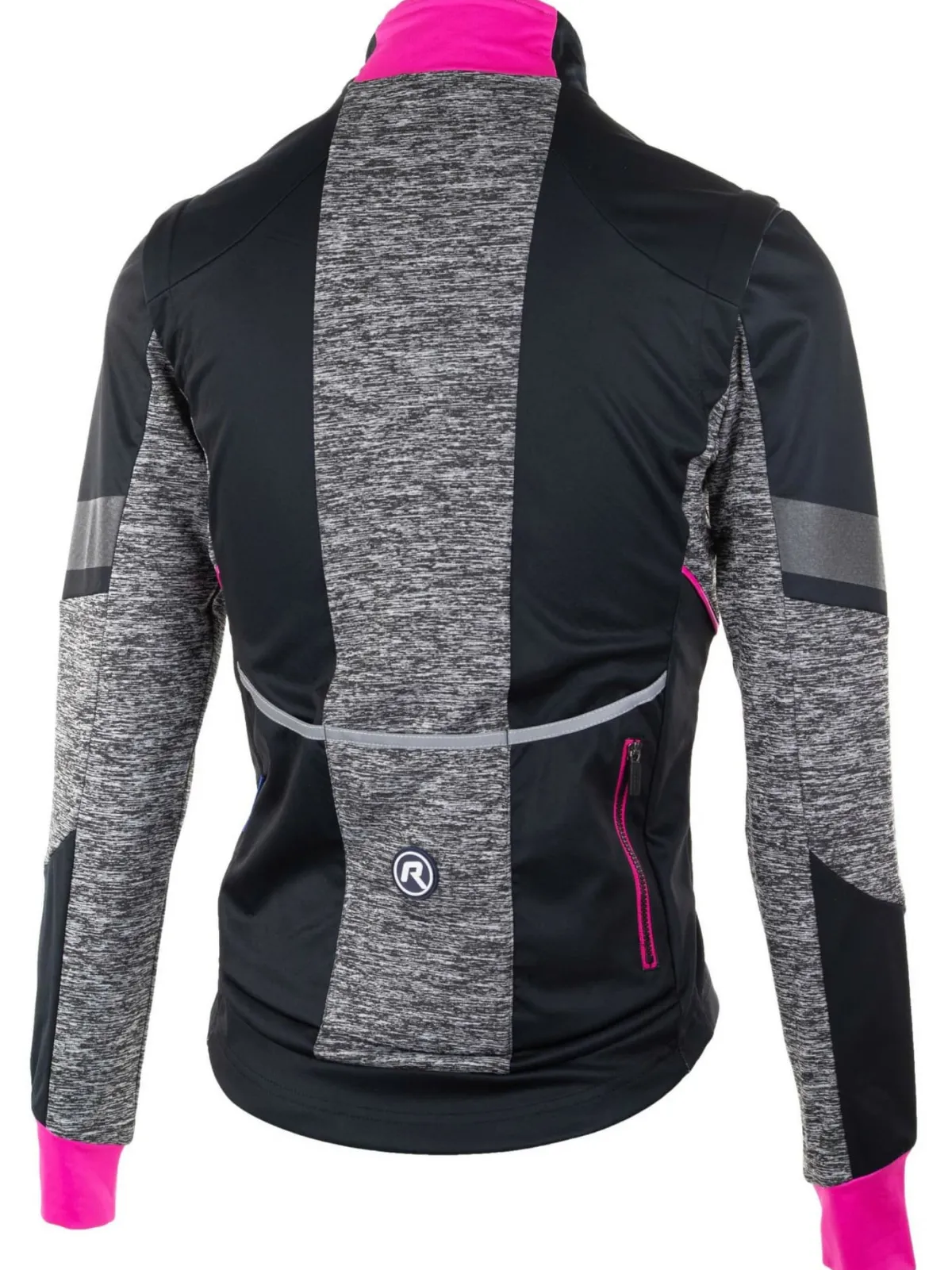 Rogelli Łyżworolki | Wszystkie Produkty<DamskakurtkasoftshellowaBLISSzoddychającympanelemtylnym,czarno-szarazróżowymielementamiodblaskowymi