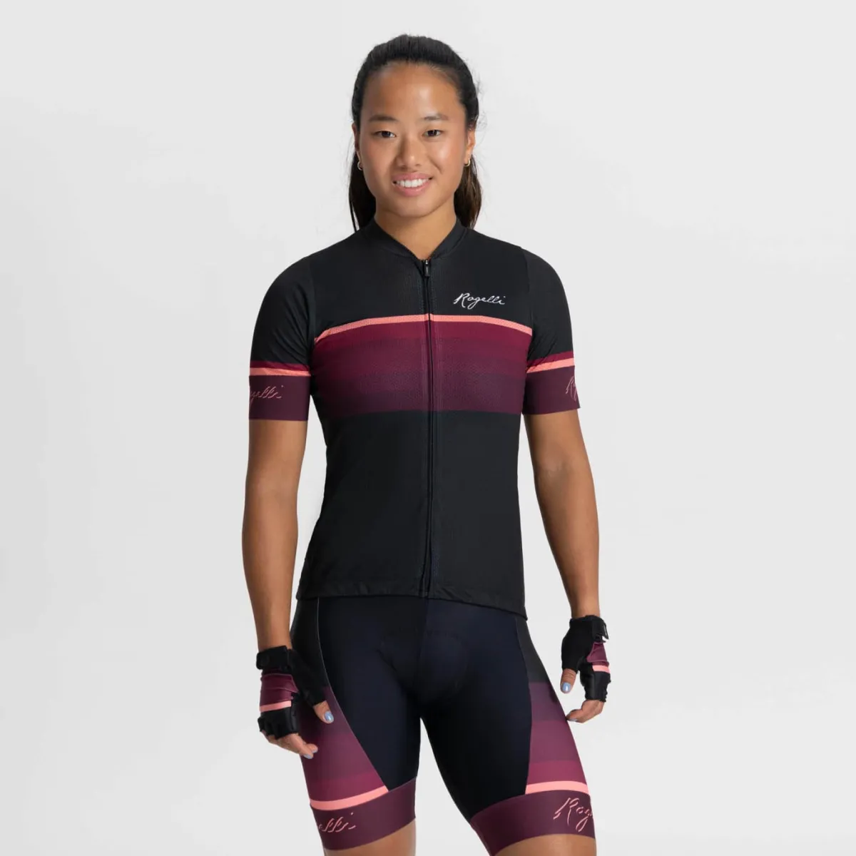 Rogelli Łyżworolki | Wszystkie Produkty<DamskaultralekkakoszulkakolarskaIMPRESSIIzkrótkimirękawami,czarno-wino-koralowa