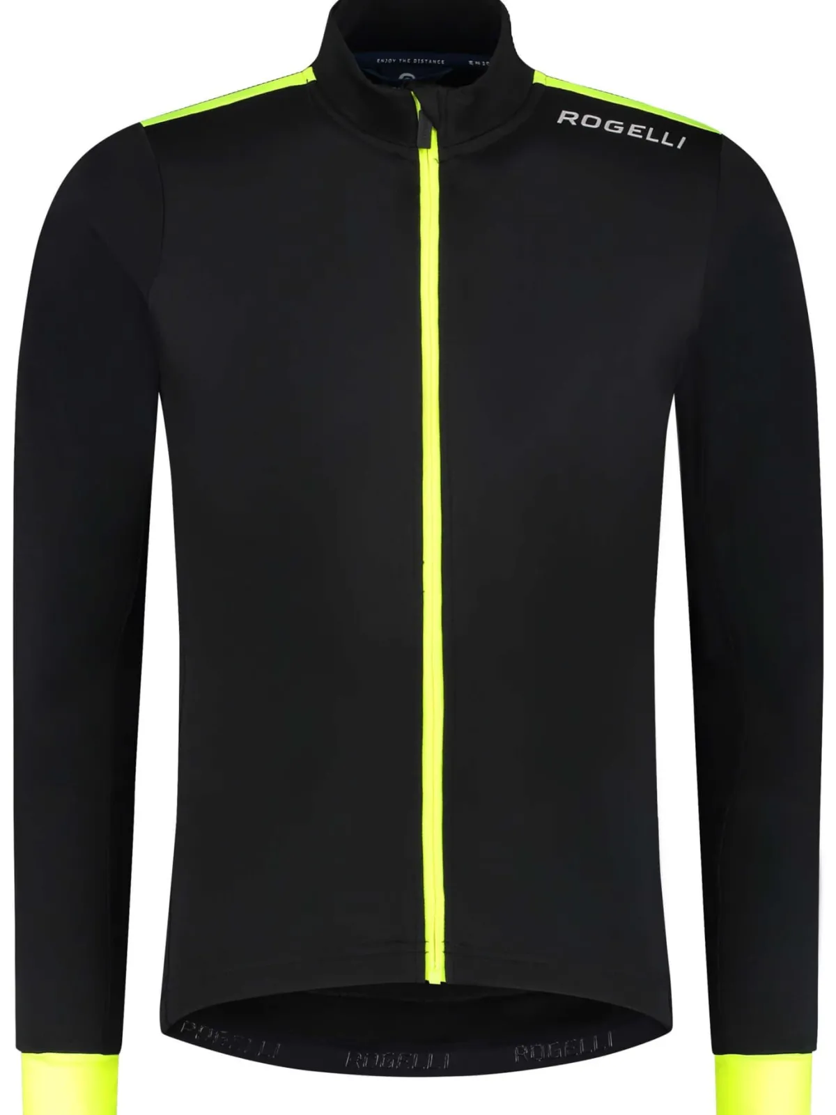 Rogelli Kolarstwo | DUŻE Rozmiary<KoszulkarowerowaCOREzoddychającymibokamiidługimrękawem,czarno-odblaskowożółta