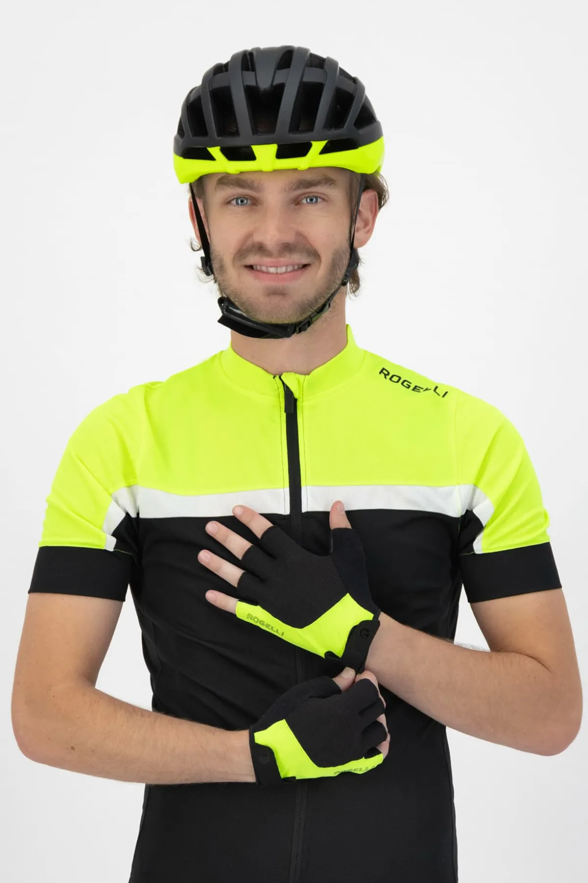 Rogelli Łyżworolki | Wszystkie Produkty<RękawiczkiroweroweESSENTIAL,odblaskowożółte